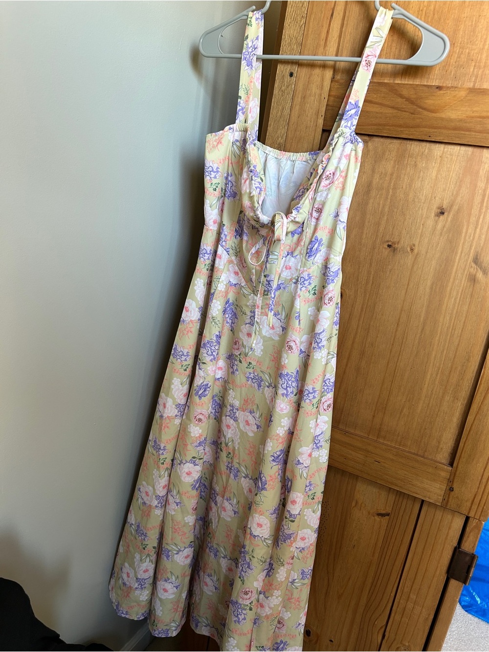 Floral Tie-Front Summer Maxi Dress in Pastel Mix